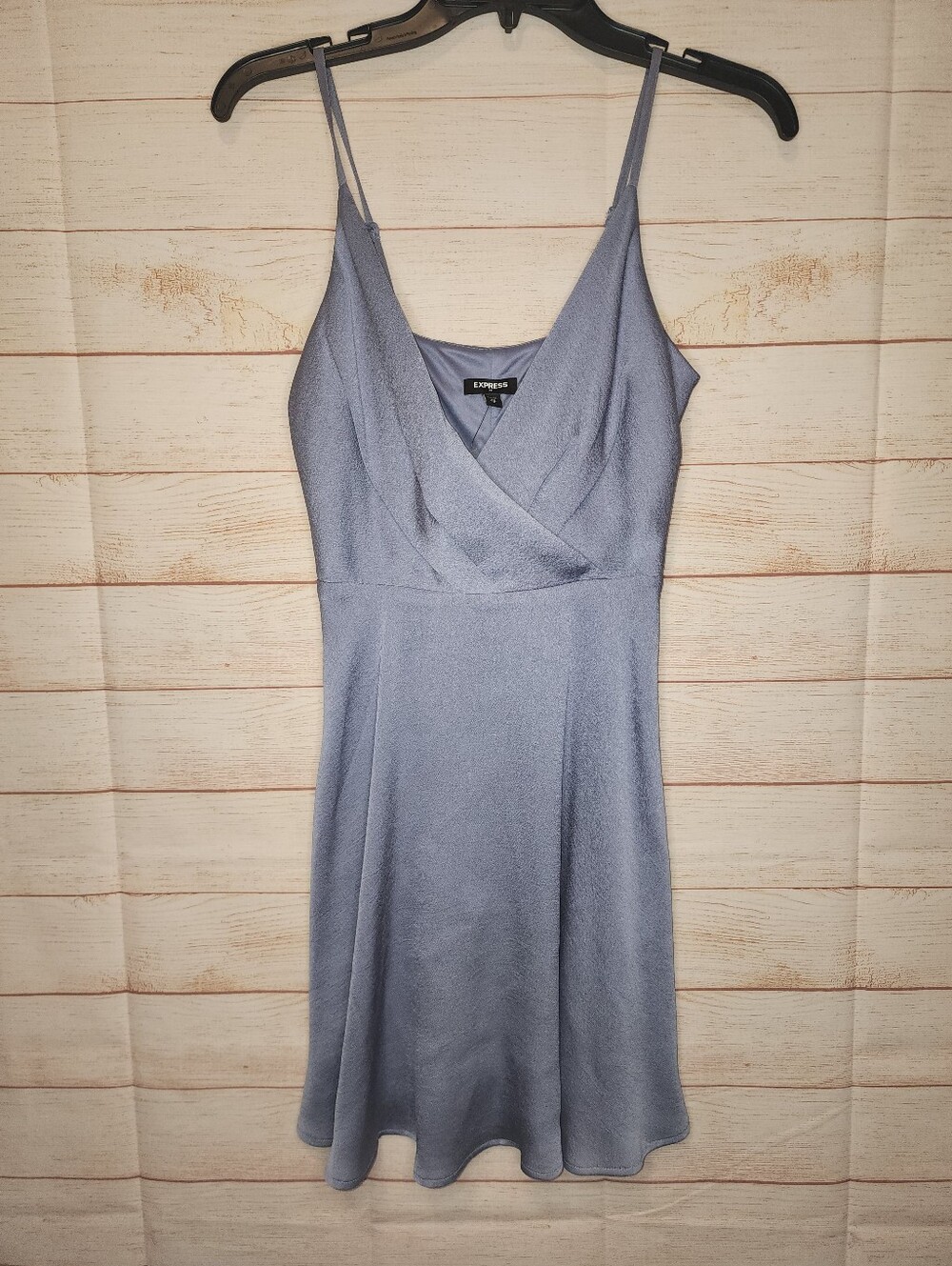 Express Light Blue Satin Cami Skater Dress